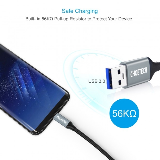 CHOETECH AC0007-102GY USB 3.0 Type-A to Type-C Cable 2M view 2