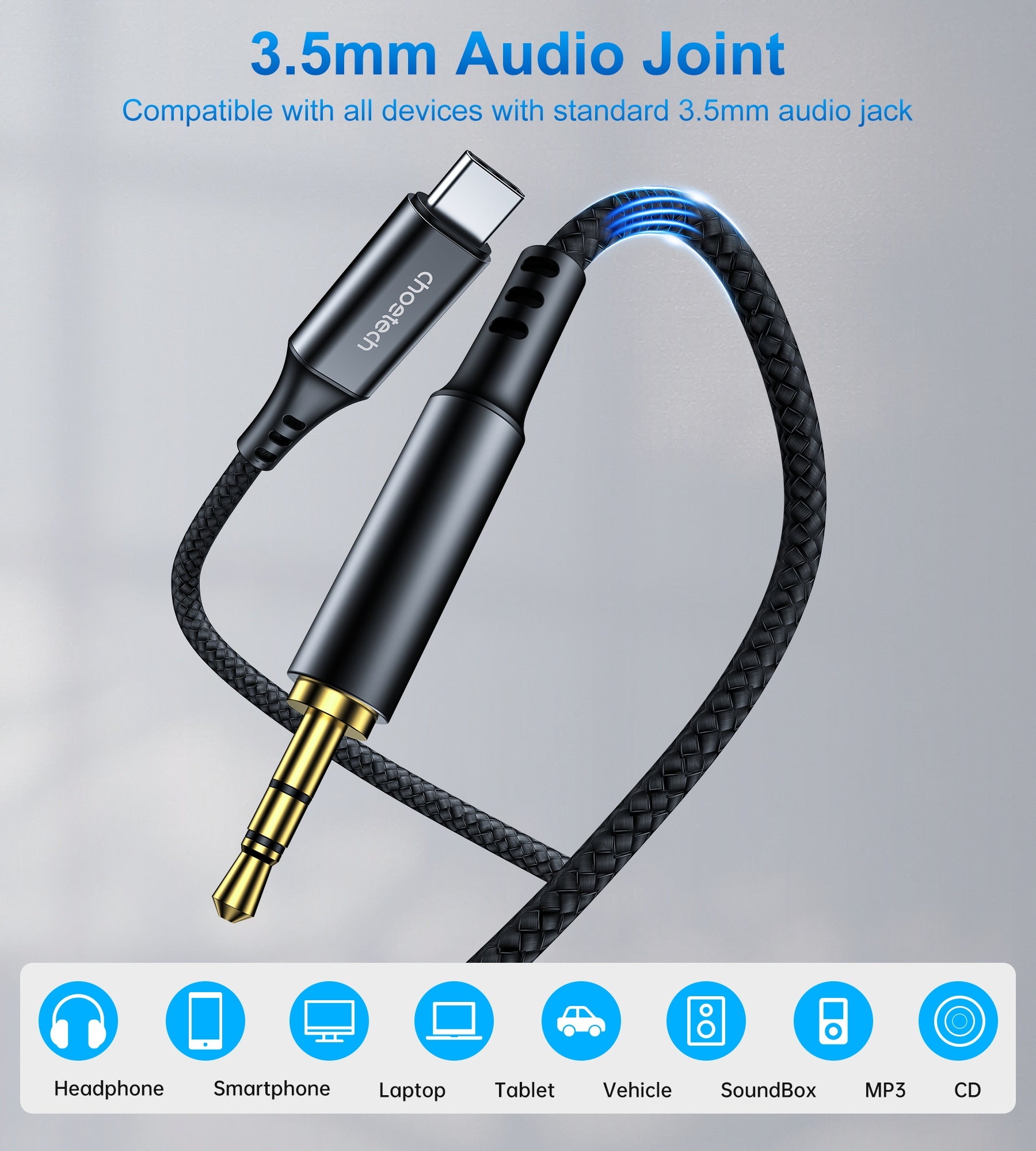 CHOETECH AUX006 Type-C To 3.5mm Audio Cable 1M view 4