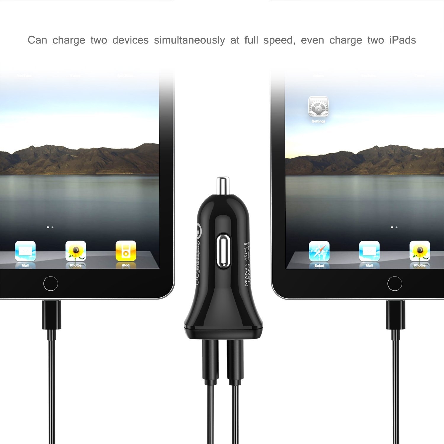CHOETECH C0051 Quick Charge 3.0 Tech 30W Car Charger view 2