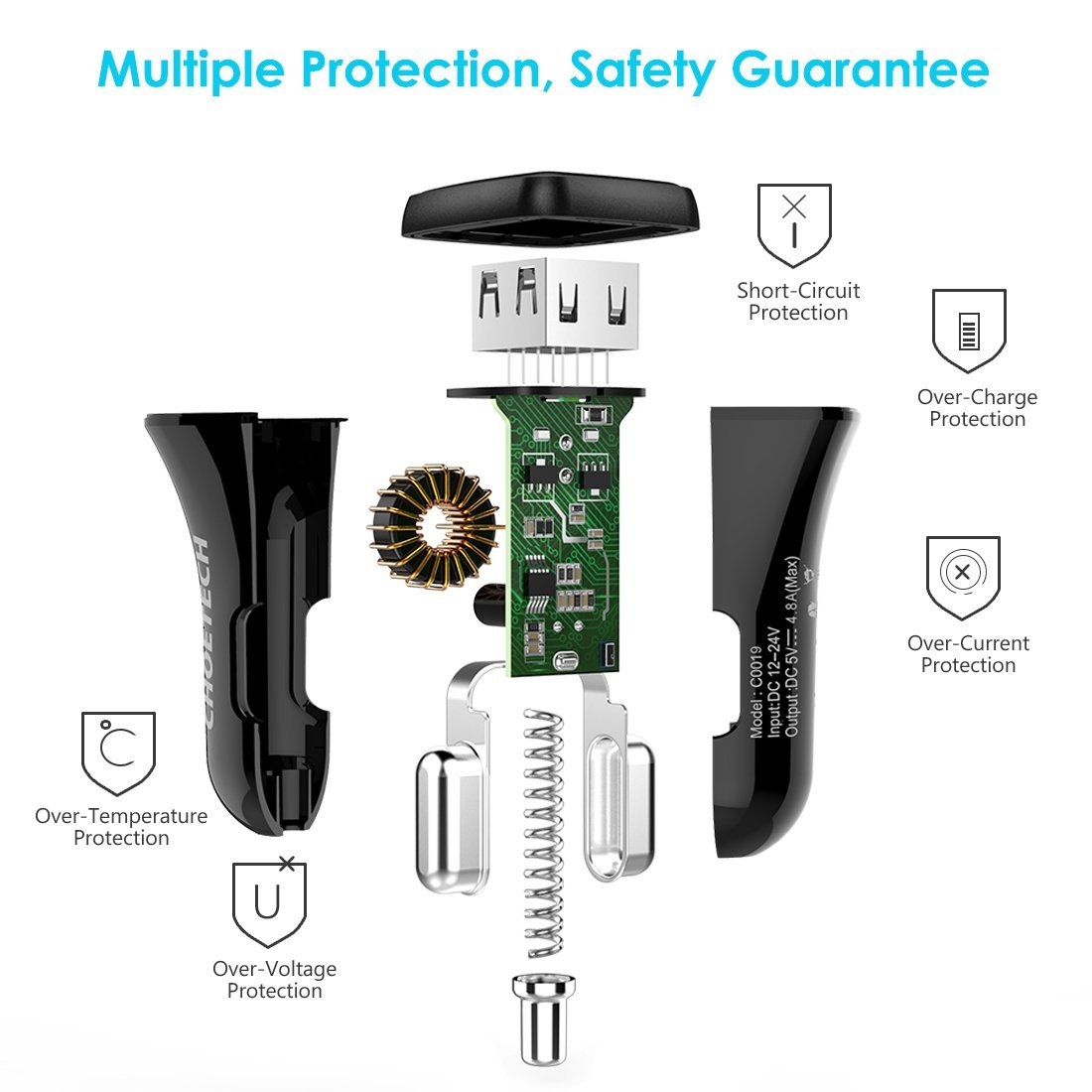 CHOETECH C0051 Quick Charge 3.0 Tech 30W Car Charger view 3
