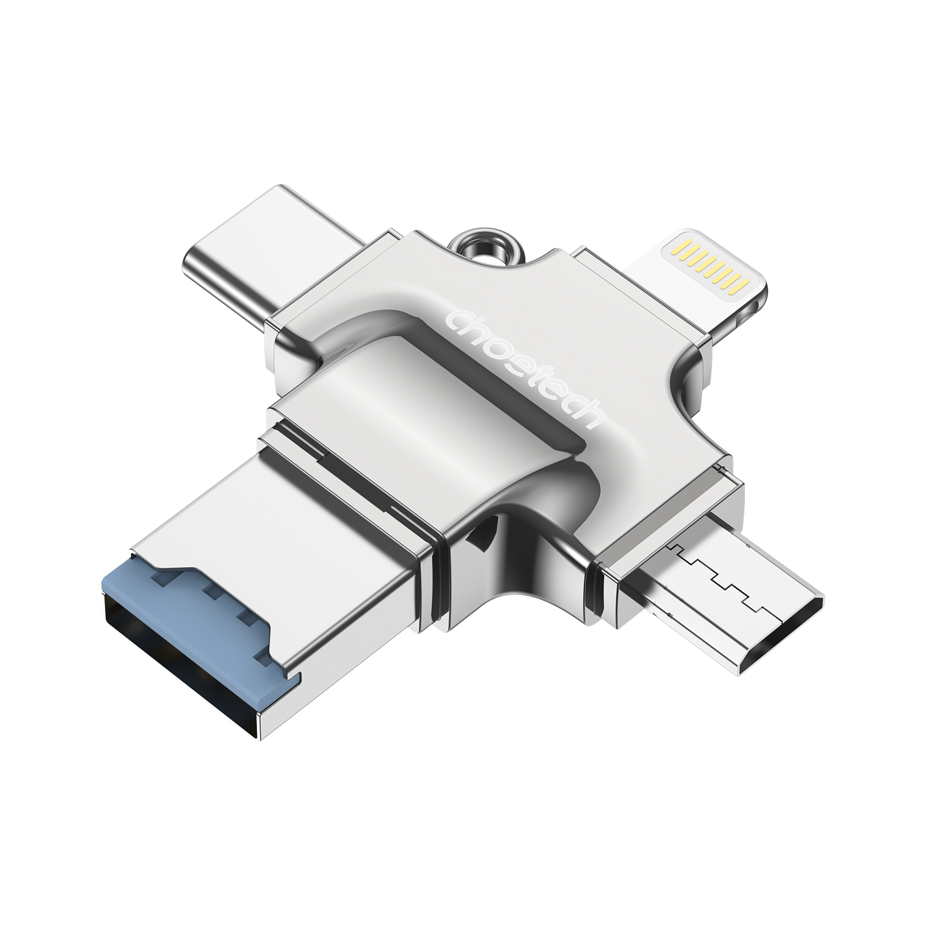 Choetech CR-002-SL EasyGO A+C+Micro+lighting four in one card reader view 3