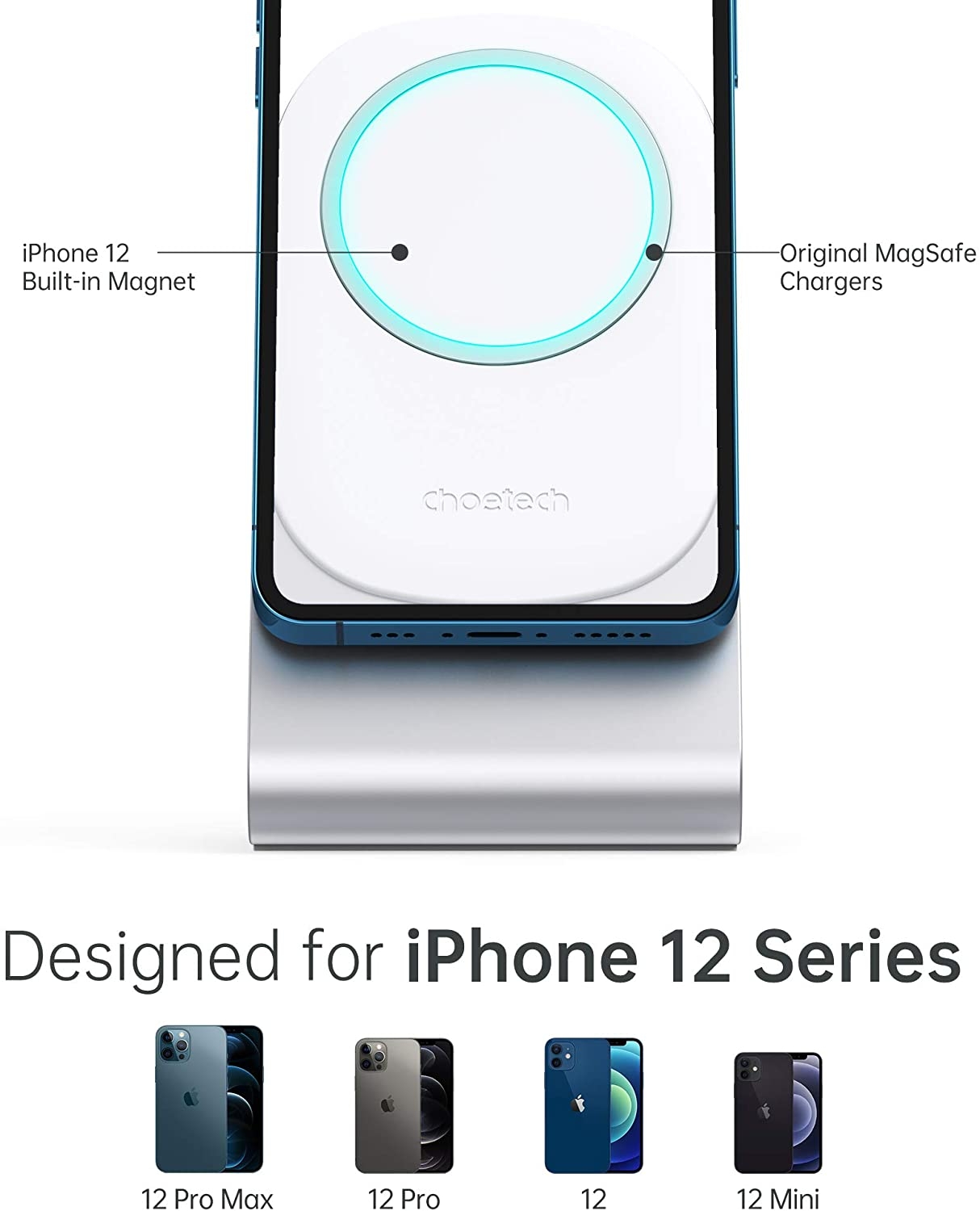 Choetech H046 Phone Stand For MagSafe Charger Aluminum (Stand Only) view 3