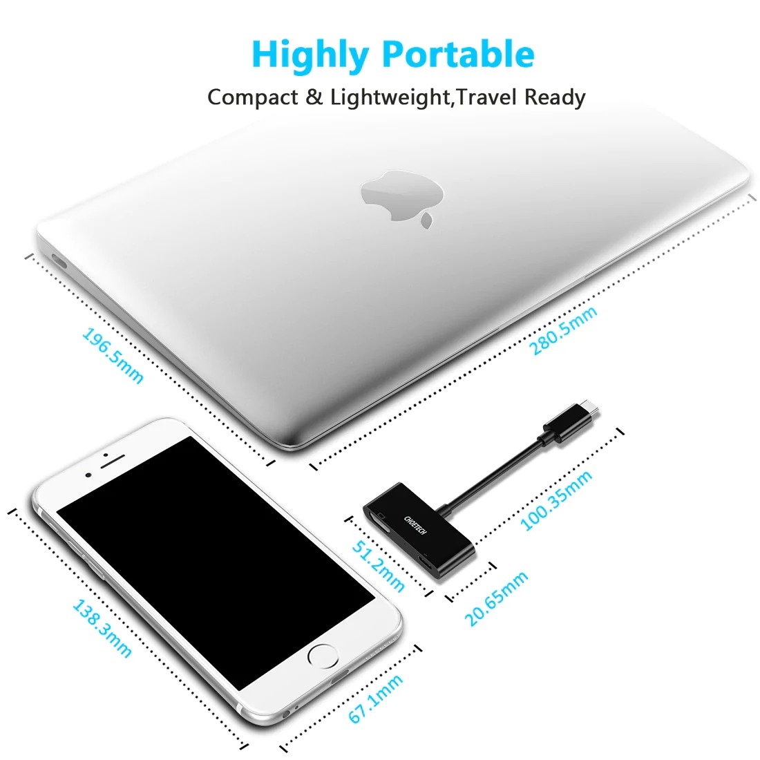 CHOETECH HUB-M03 USB-C To HDMI Adapter(4K@60hz) with 60W PD Charging Port view 7