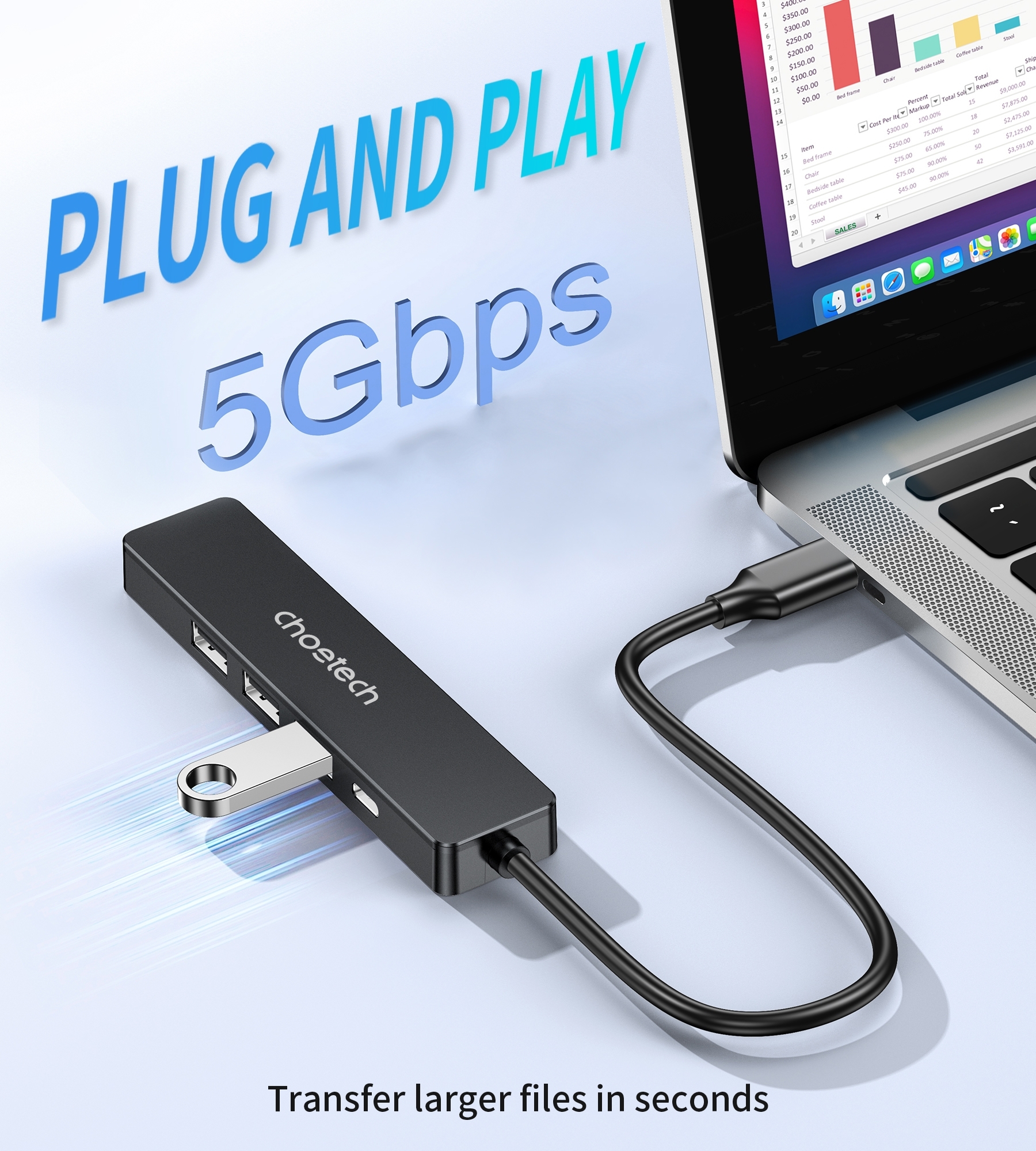 CHOETECH HUB-M80 Hub 5-in-1 Multifunctional Hub view 4