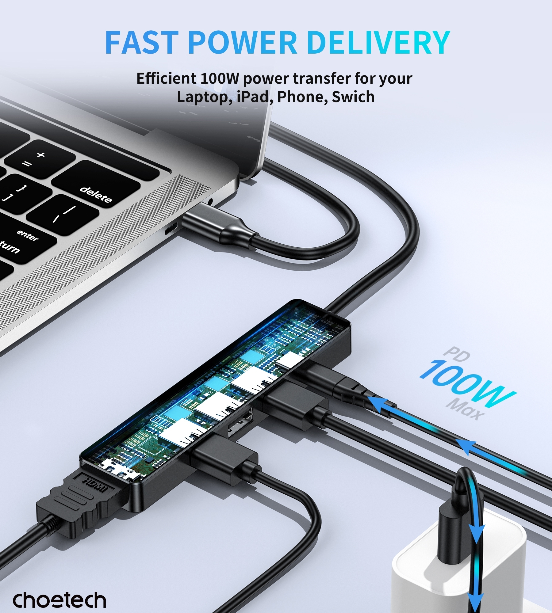 CHOETECH HUB-M80 Hub 5-in-1 Multifunctional Hub view 5