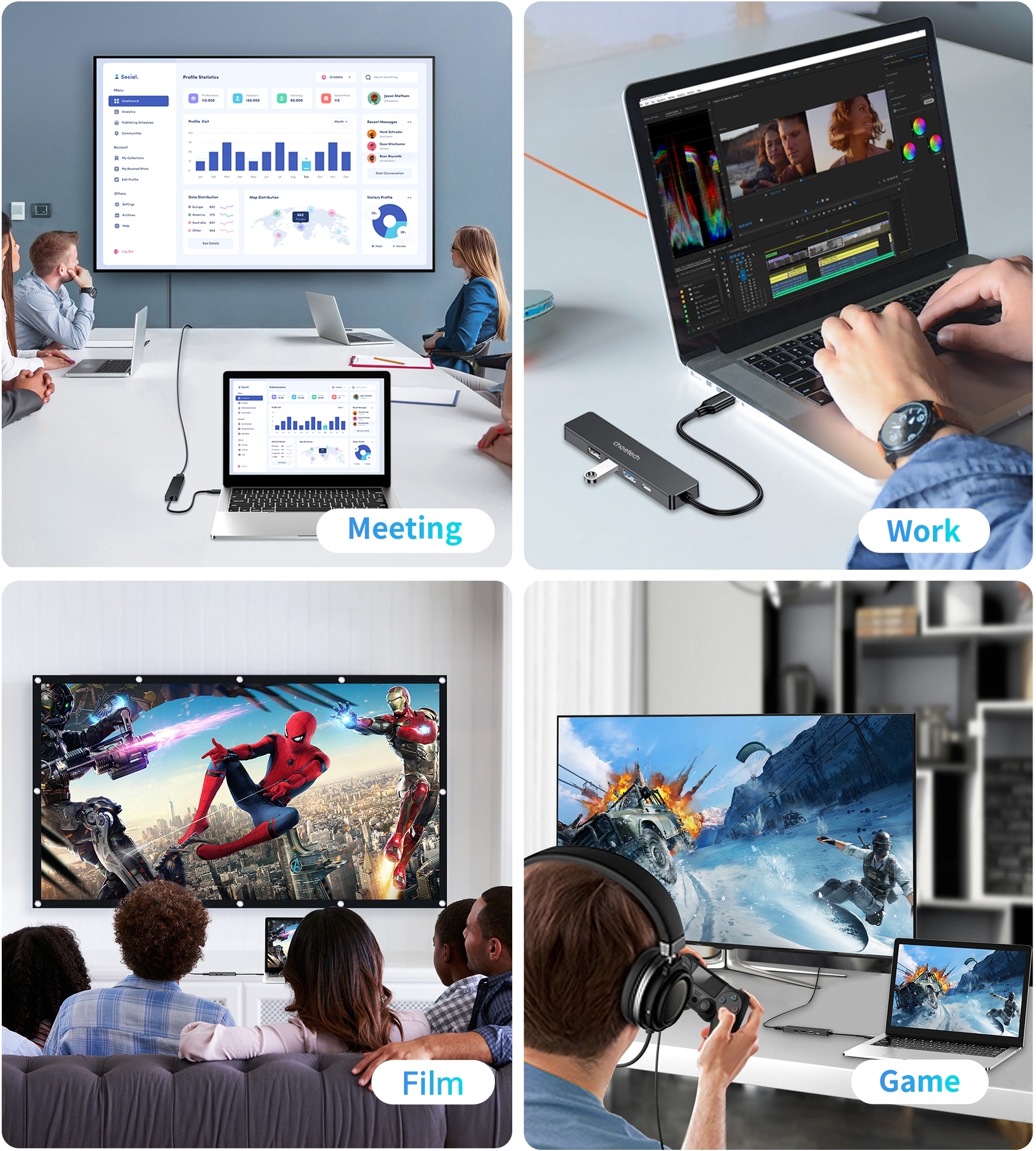 CHOETECH HUB-M80 Hub 5-in-1 Multifunctional Hub view 7