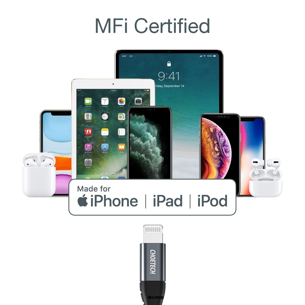 CHOETECH IP0039 USB-C To iPhone MFi Certified Cable 1.2M view 8