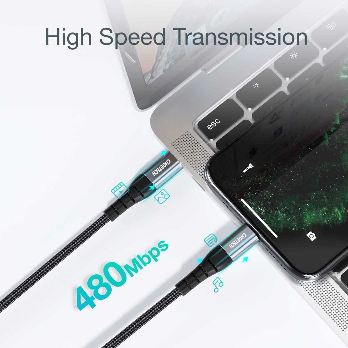 CHOETECH IP0042 USB-C MFI Certified iPhone Cable 3M view 4