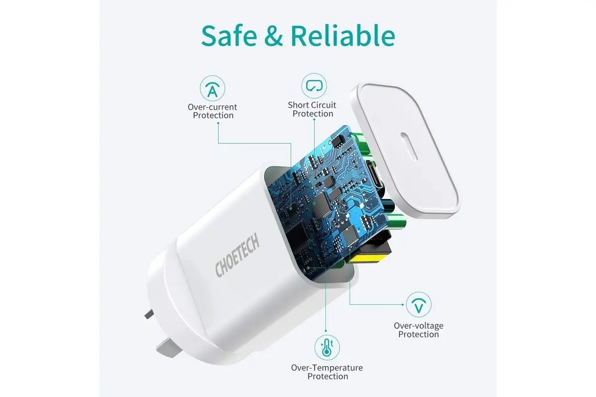 CHOETECH MIX00109 USB-C PD 20W AC Charger Adapter 2-Pack White view 4