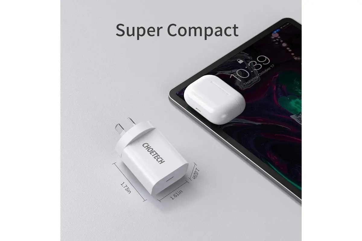 CHOETECH MIX00109 USB-C PD 20W AC Charger Adapter 2-Pack White view 5