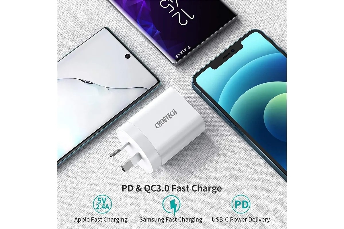 CHOETECH MIX00109 USB-C PD 20W AC Charger Adapter 2-Pack White view 6