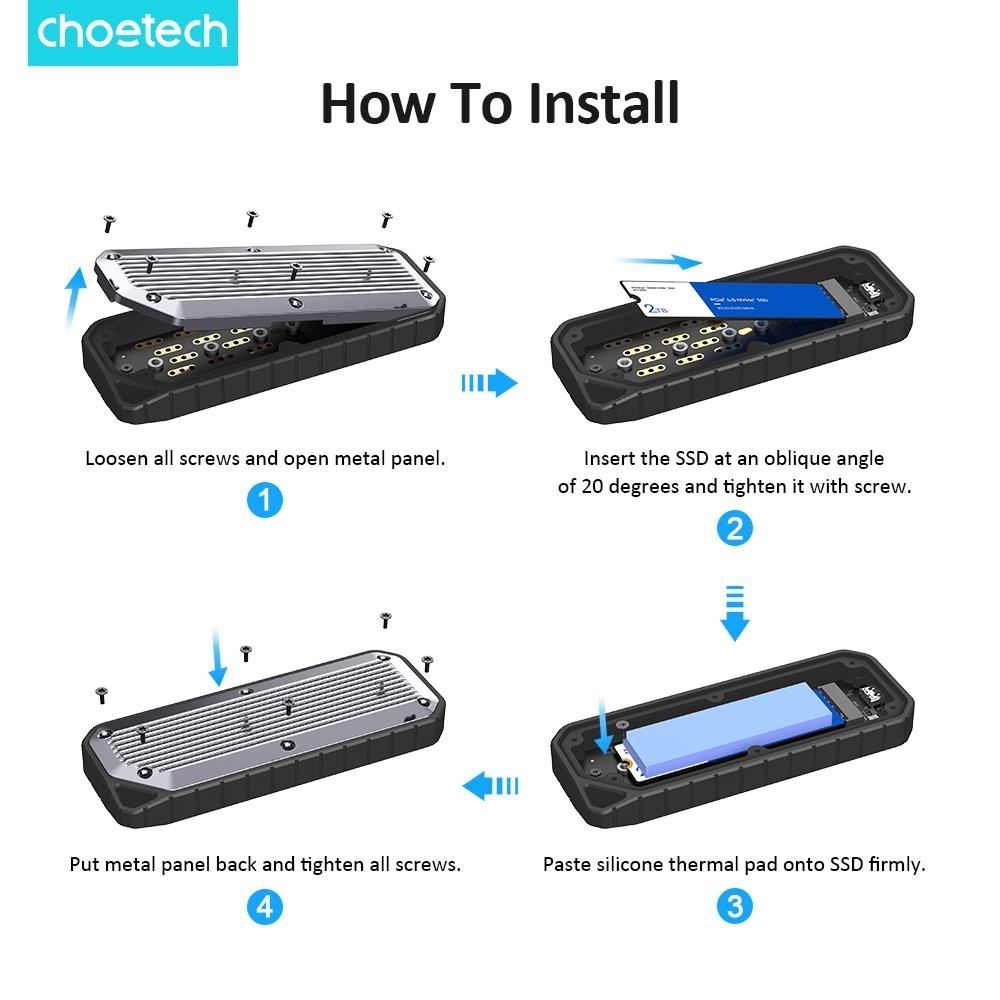 CHOETECH MSE004-GY USB3.2 Chips M.2 NVME view 6