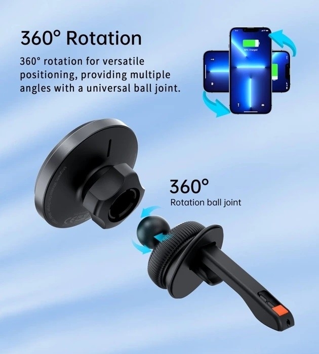 CHOETECH T205-F 15W Magnetic Car Charger Holder with LED Light (PC housing) view 4