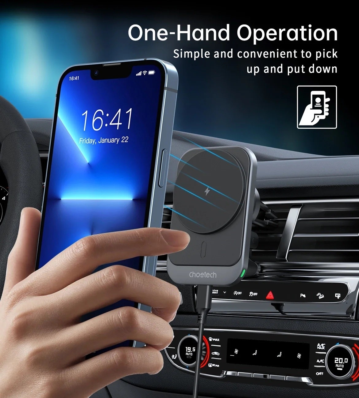 CHOETECH T206-F 15W Magnetic Car Charger Holder view 5