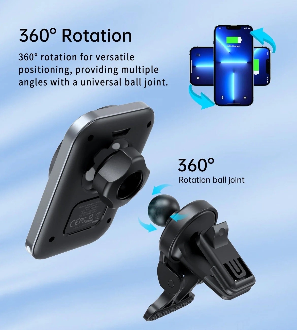 CHOETECH T206-F 15W Magnetic Car Charger Holder view 6