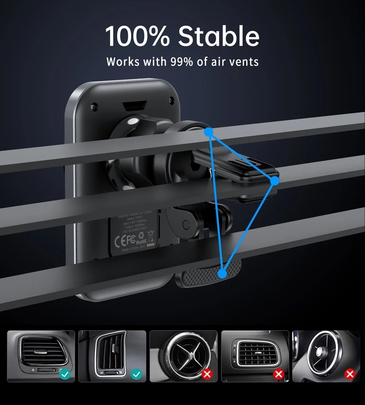 CHOETECH T206-F 15W Magnetic Car Charger Holder view 7