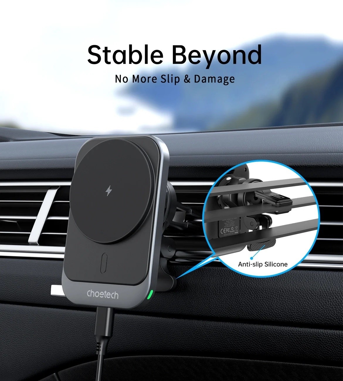 CHOETECH T206-F 15W Magnetic Car Charger Holder view 9