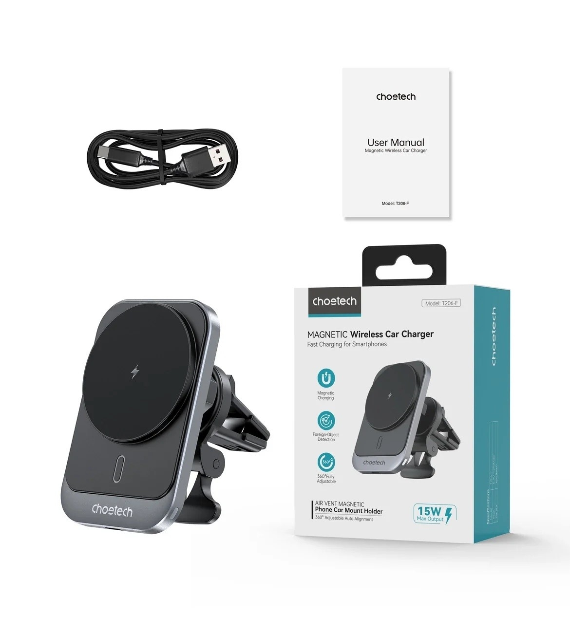 CHOETECH T206-F 15W Magnetic Car Charger Holder view 10