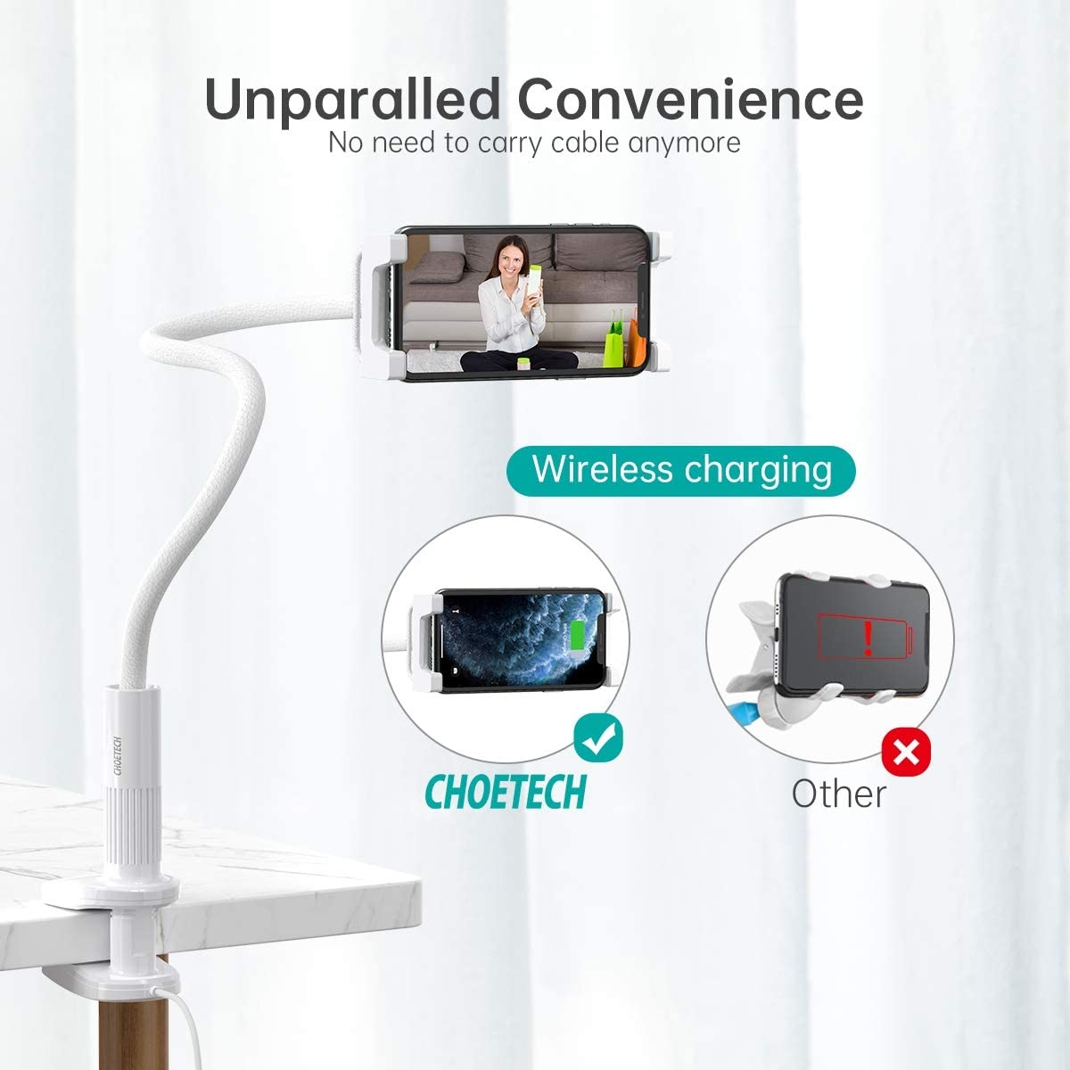 CHOETECH T548-S Wireless Charger with Flexible Holder view 6