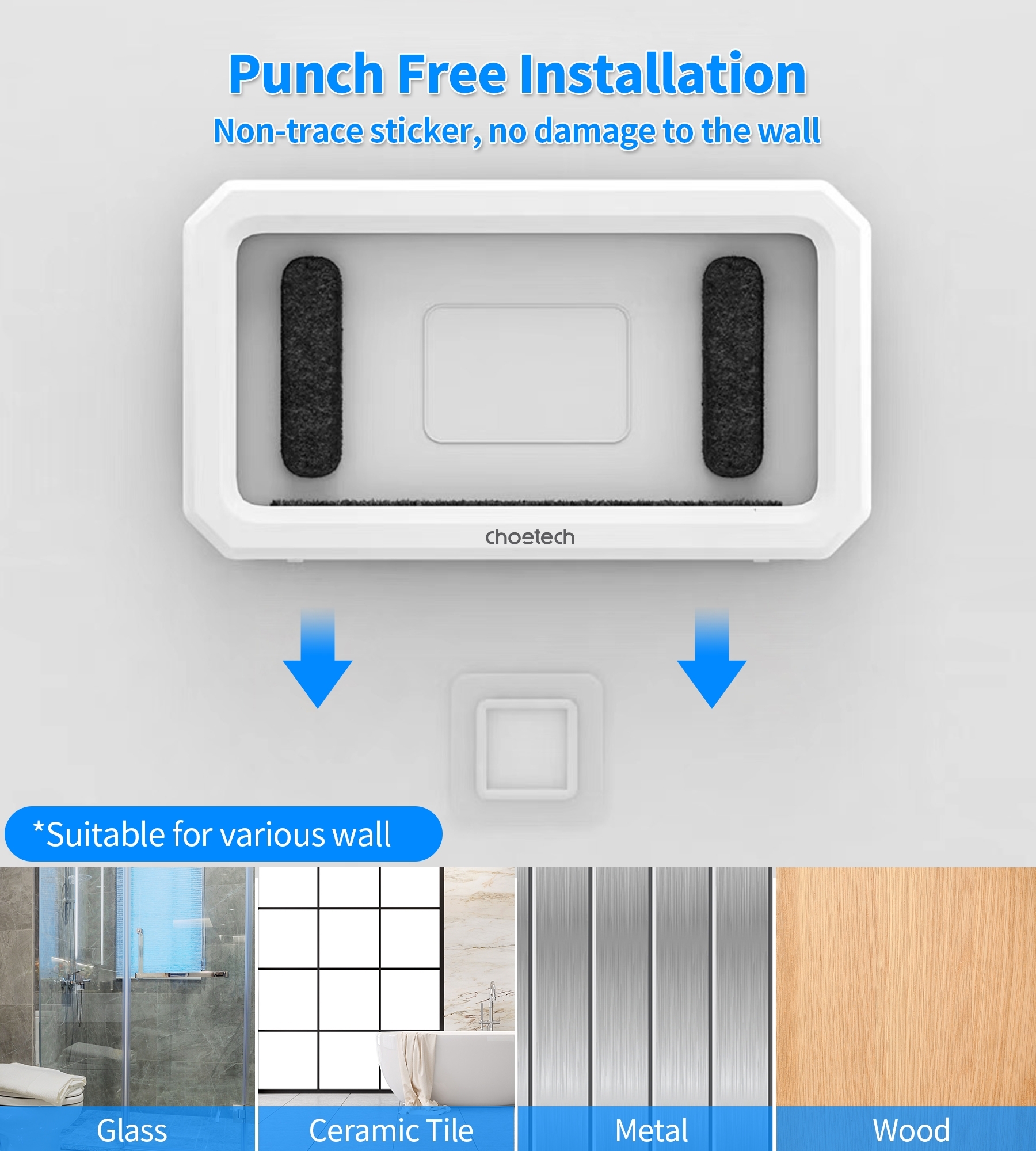 CHOETECH WPC008 Bathroom Waterproof Phone holder (up to 6.7-inch) White view 6