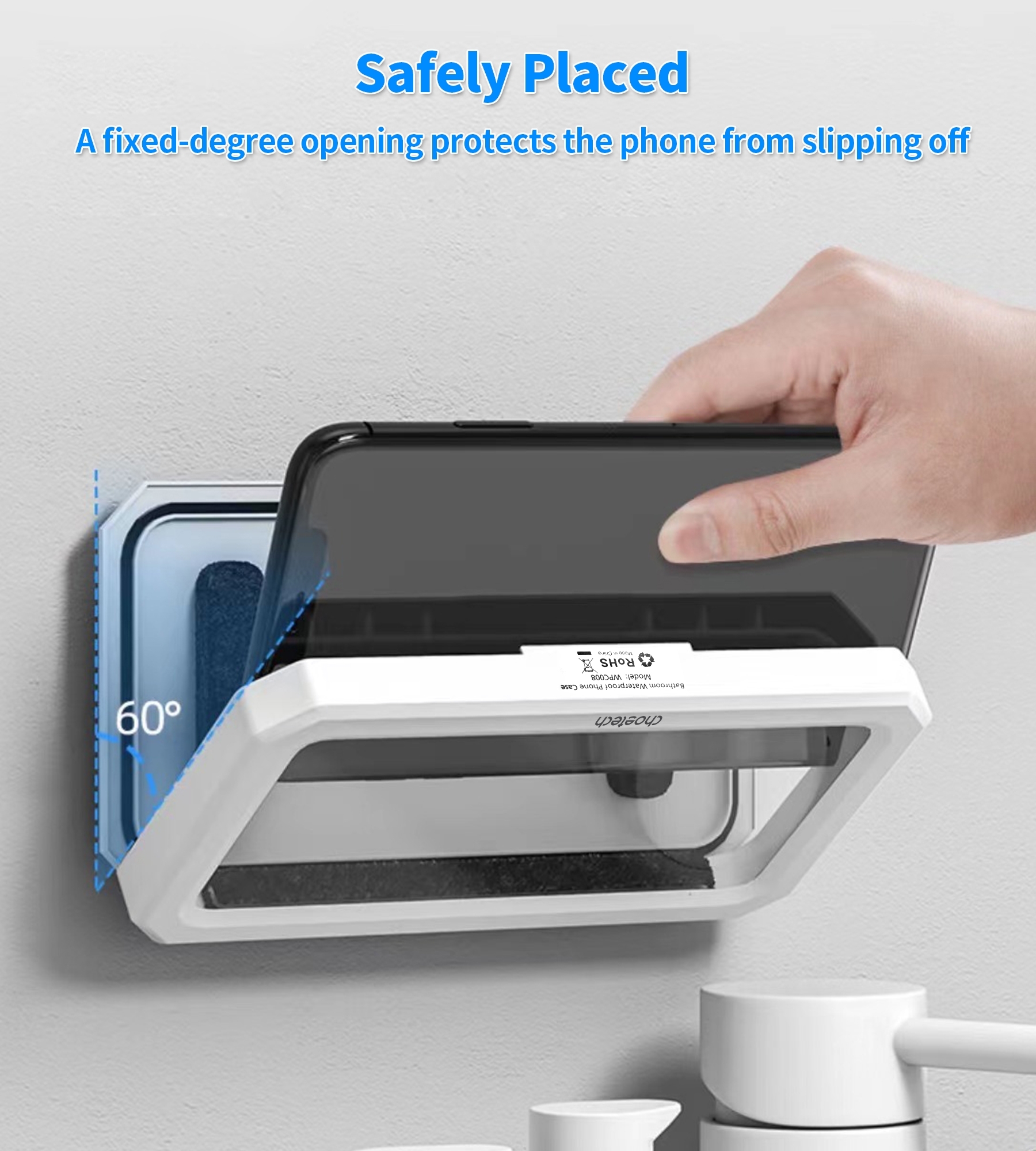 CHOETECH WPC008 Bathroom Waterproof Phone holder (up to 6.7-inch) White view 7