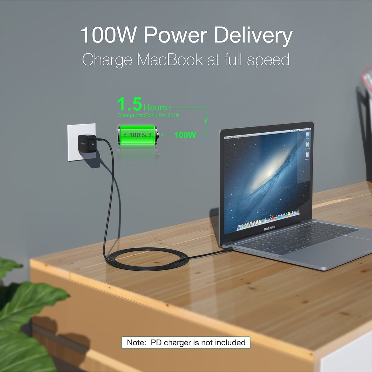 CHOETECH XCC-1007 USB Type-C Braided Fast Charging Cable (20V 5A 2M) view 4