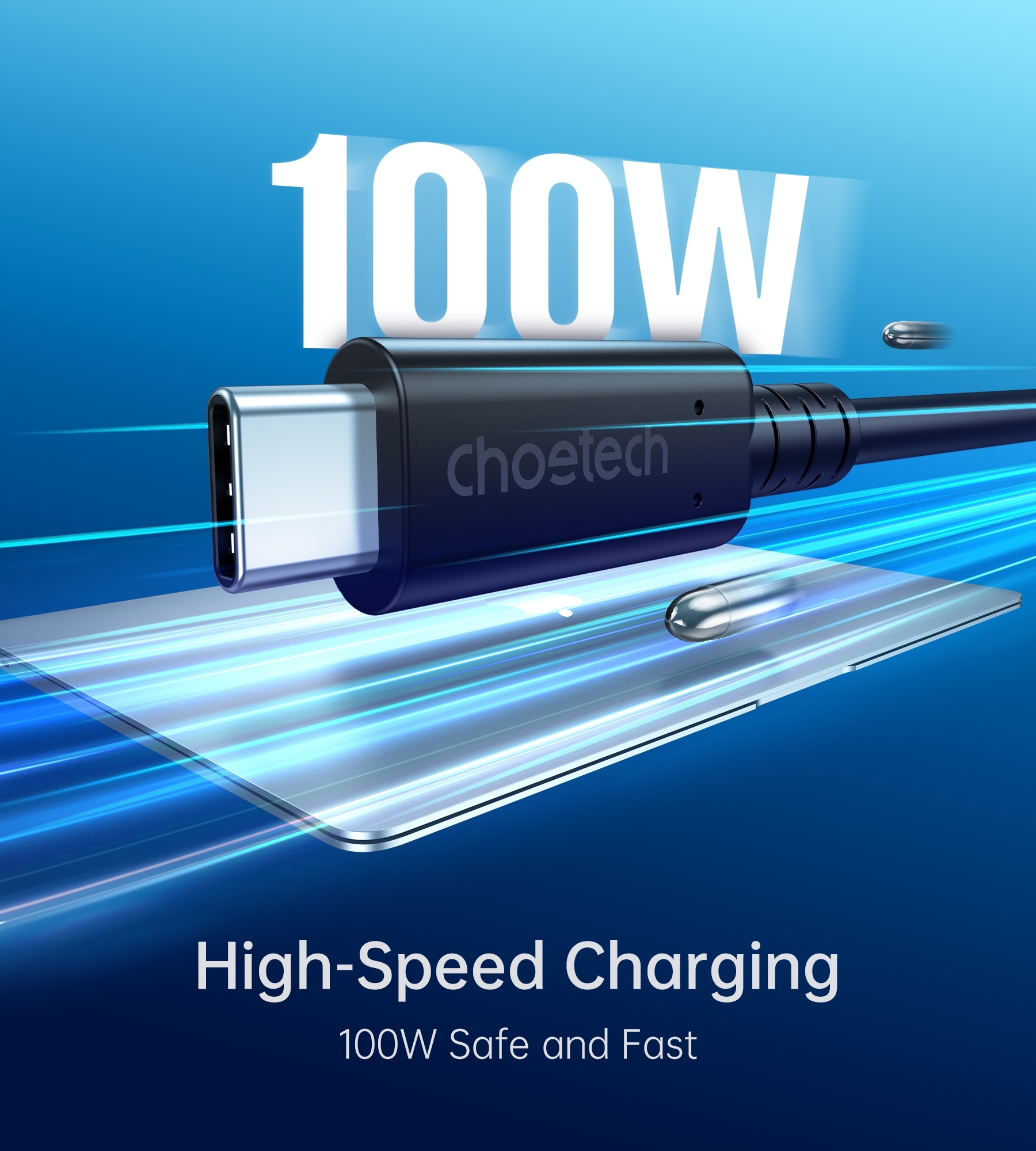 CHOETECH XCC-1028 USB-C To USB-C 100W USB 4.0 Gen 3 Cable 0.8M view 2