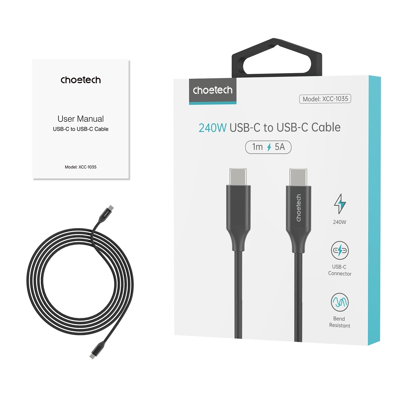 CHOETECH XCC-1035 USB-C M to M PD3.1 240W Super Fast Charging Cable 1M view 6