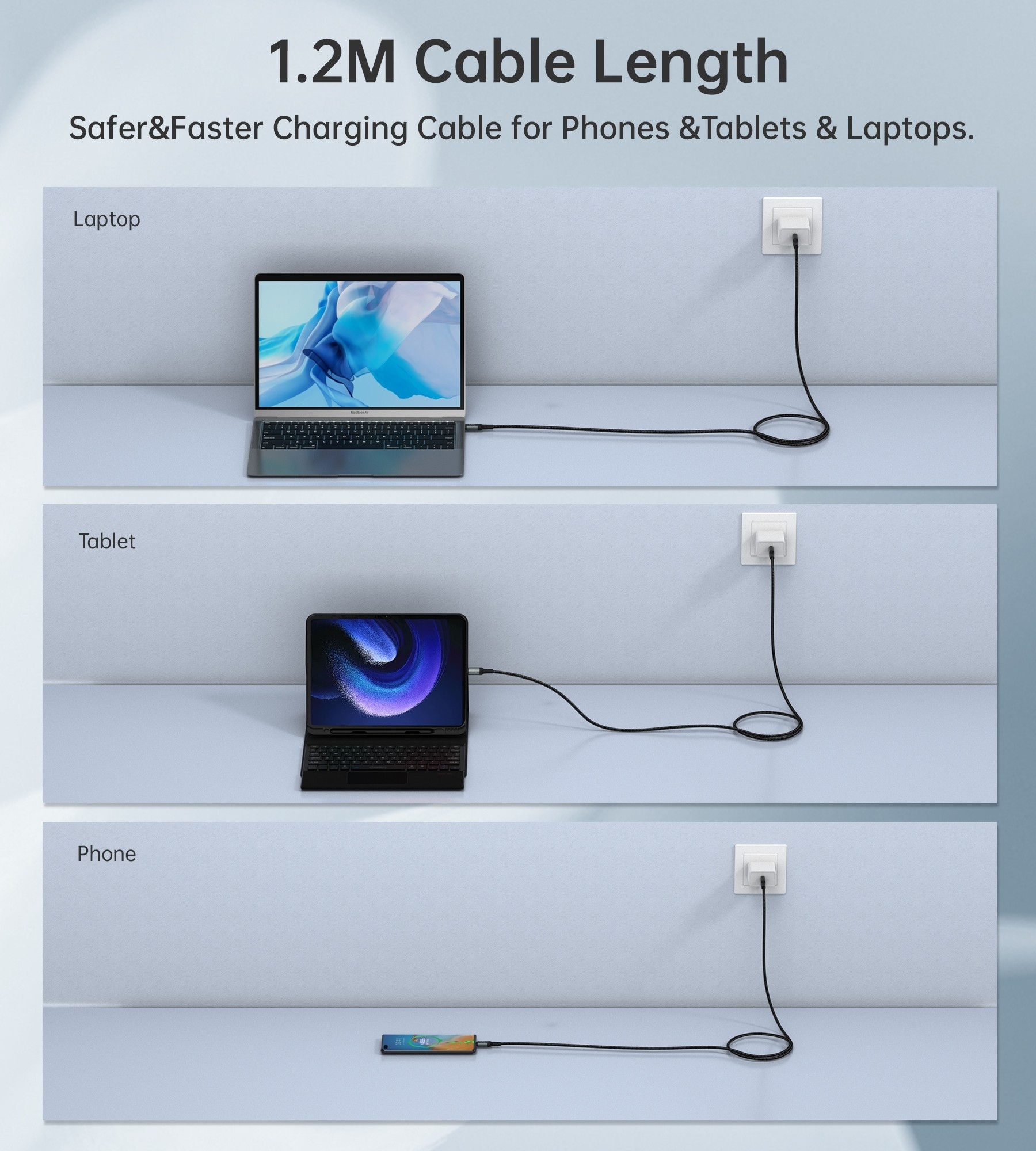 CHOETECH XCC-1040 USB-C M to M 240W Super Fast Speed Gen3 Cable 1.2M view 9