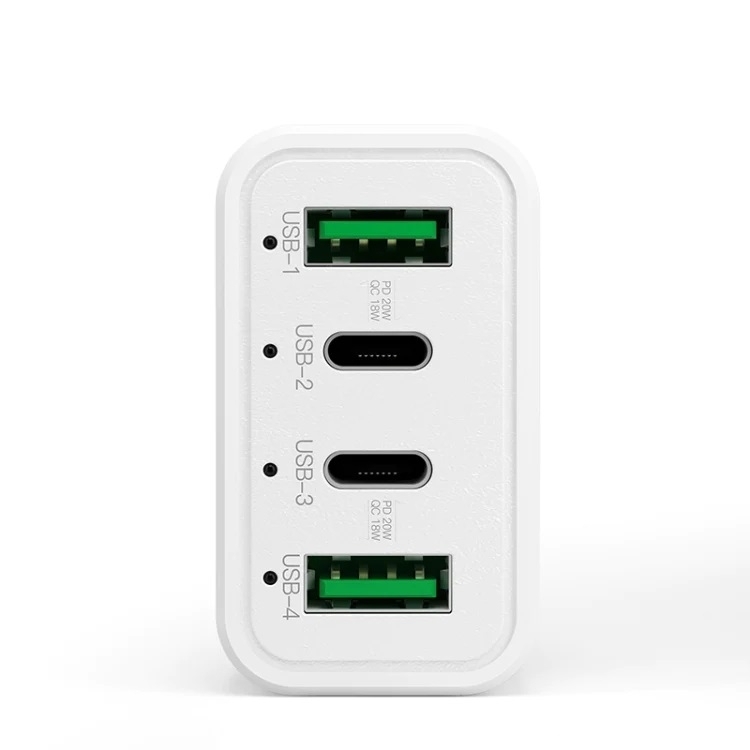 4-Port Car Charger (2 Ports PD + 2 Ports QC3.0 ) White view 3