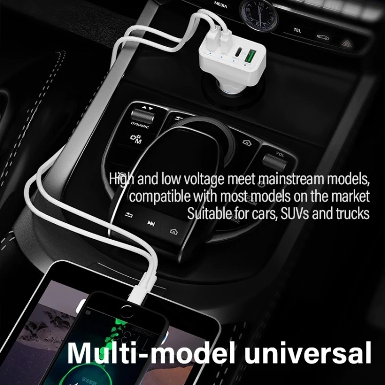 4-Port Car Charger (2 Ports PD + 2 Ports QC3.0 ) White view 5
