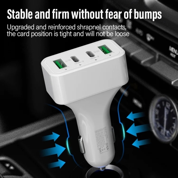 4-Port Car Charger (2 Ports PD + 2 Ports QC3.0 ) White view 6