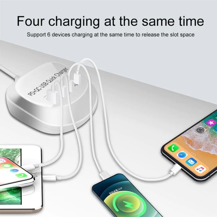 4-Port PD+QC3.0 Charger 40W with AU AC Adapter view 3