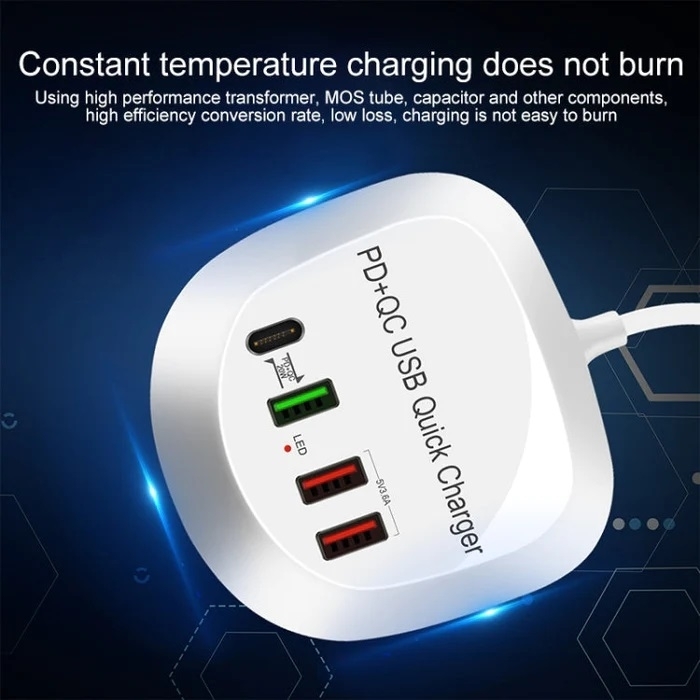 4-Port PD+QC3.0 Charger 40W with AU AC Adapter view 5
