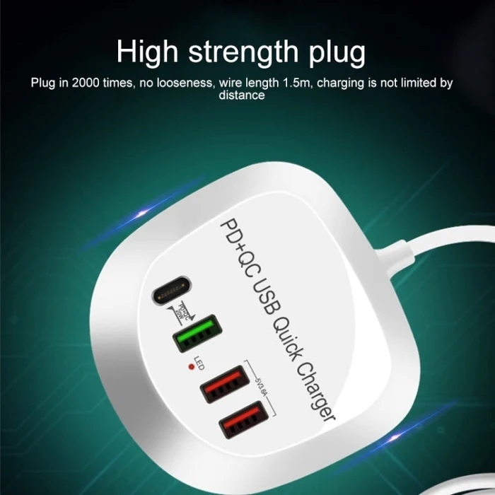 4-Port PD+QC3.0 Charger 40W with AU AC Adapter view 6