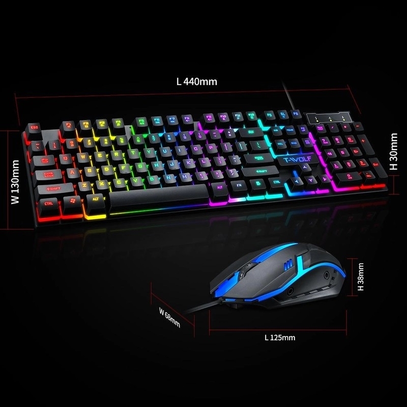 T-Wolf TF800 RGB 4-pcs Gaming Keyboard/Mouse/Headphone/Mouse Pad Kit Set view 6