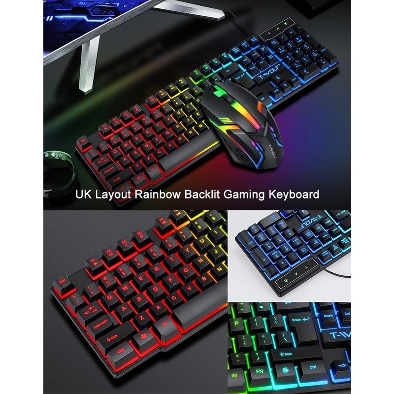 T-Wolf TF800 RGB 4-pcs Gaming Keyboard/Mouse/Headphone/Mouse Pad Kit Set view 7