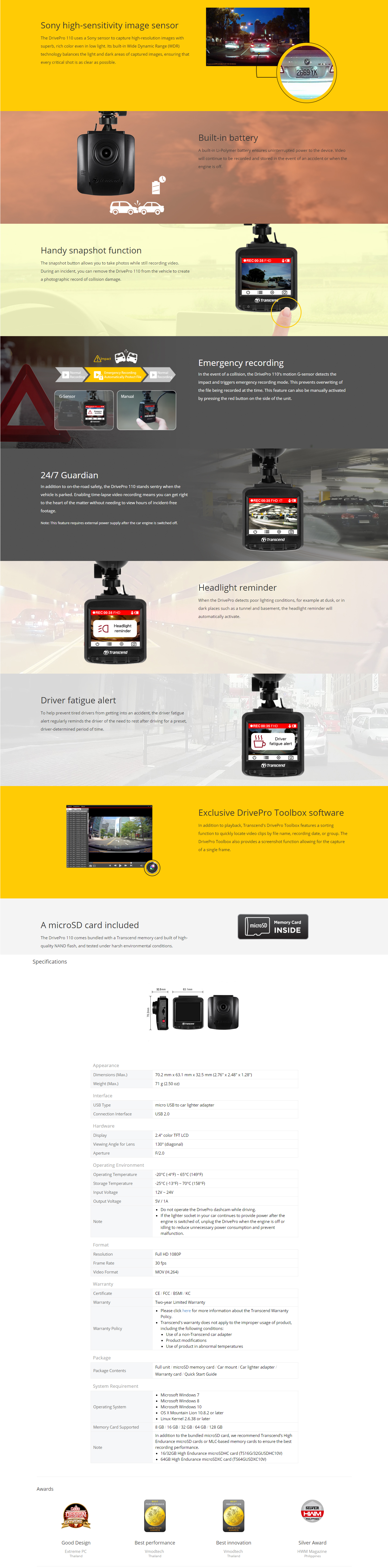 Transcend 16G DrivePro 110, 2.4" LCD, with Suction Mount view 5