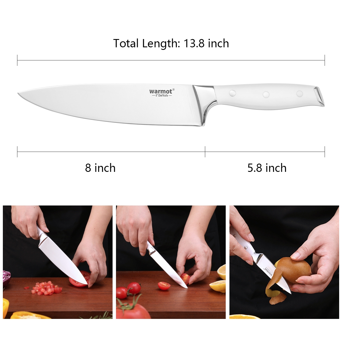Warmot 3 Piece Ultra Sharp Chefs Knife Set with Gift Box (888-3) view 4
