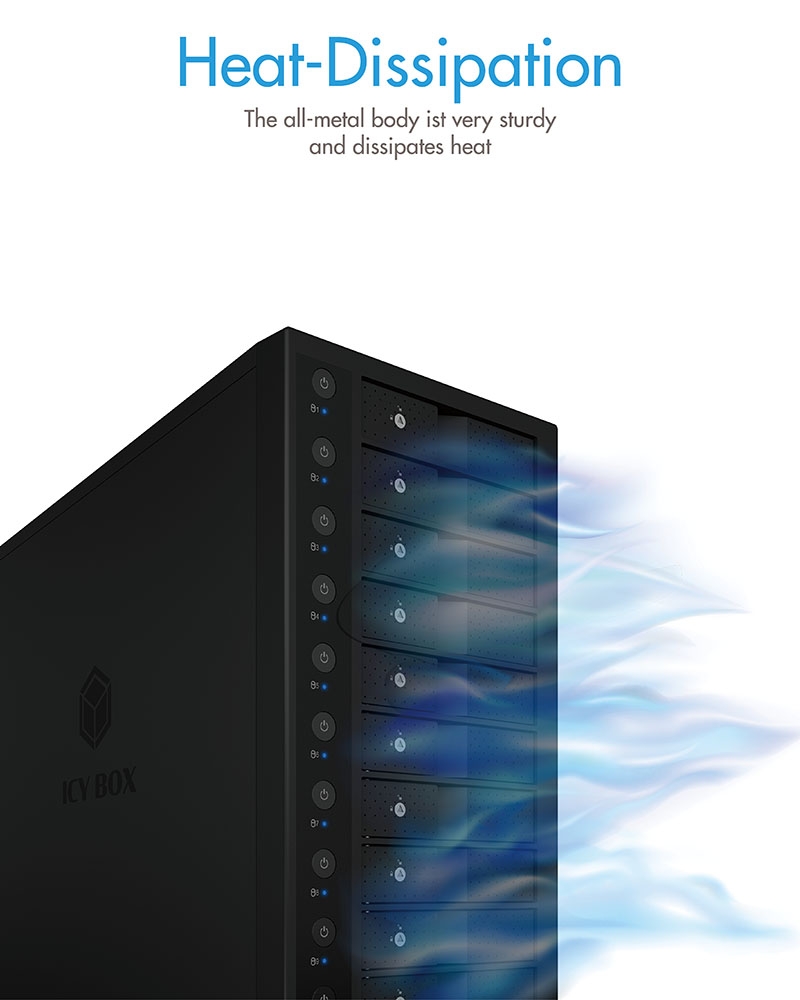 ICY BOX IB-3810-C31 SINGLE enclosure for 10x HDD with USB 3.1 (Gen 2) Type-C view 2