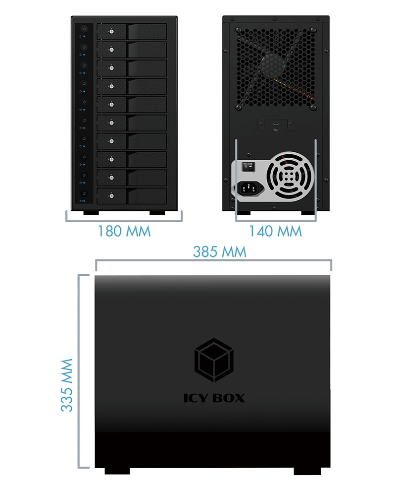 ICY BOX IB-3810-C31 SINGLE enclosure for 10x HDD with USB 3.1 (Gen 2) Type-C view 6