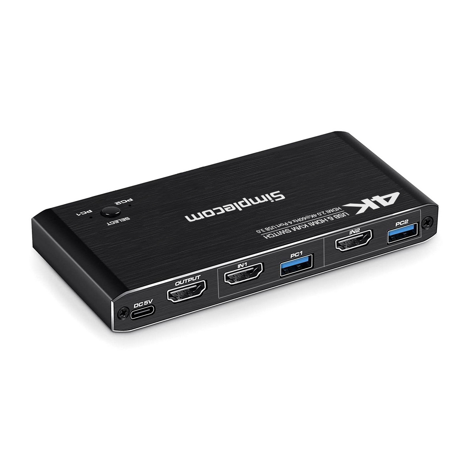 Simplecom KM420 2-Port HDMI KVM Switch HDMI 2.0 4K@60Hz 4-Port USB 3.0 Hub 5Gbps view 3