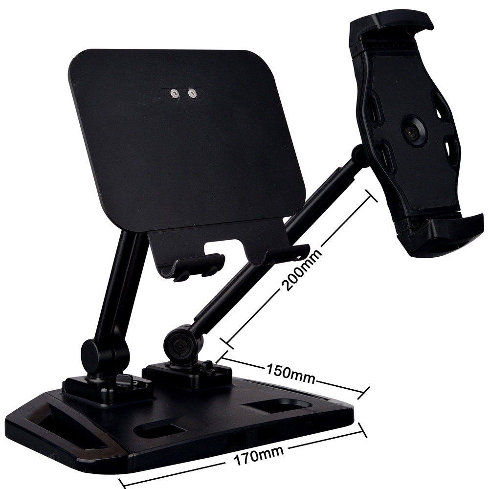 Universal and Adjustable Double Arm Stand Holder White view 3