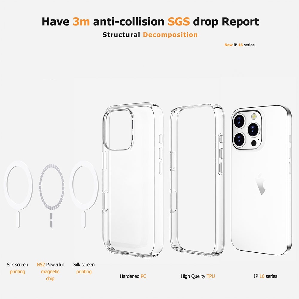 Ultimake Shockproof Transparent Magsafe Cover Case for iPhone 16 Pro view 5