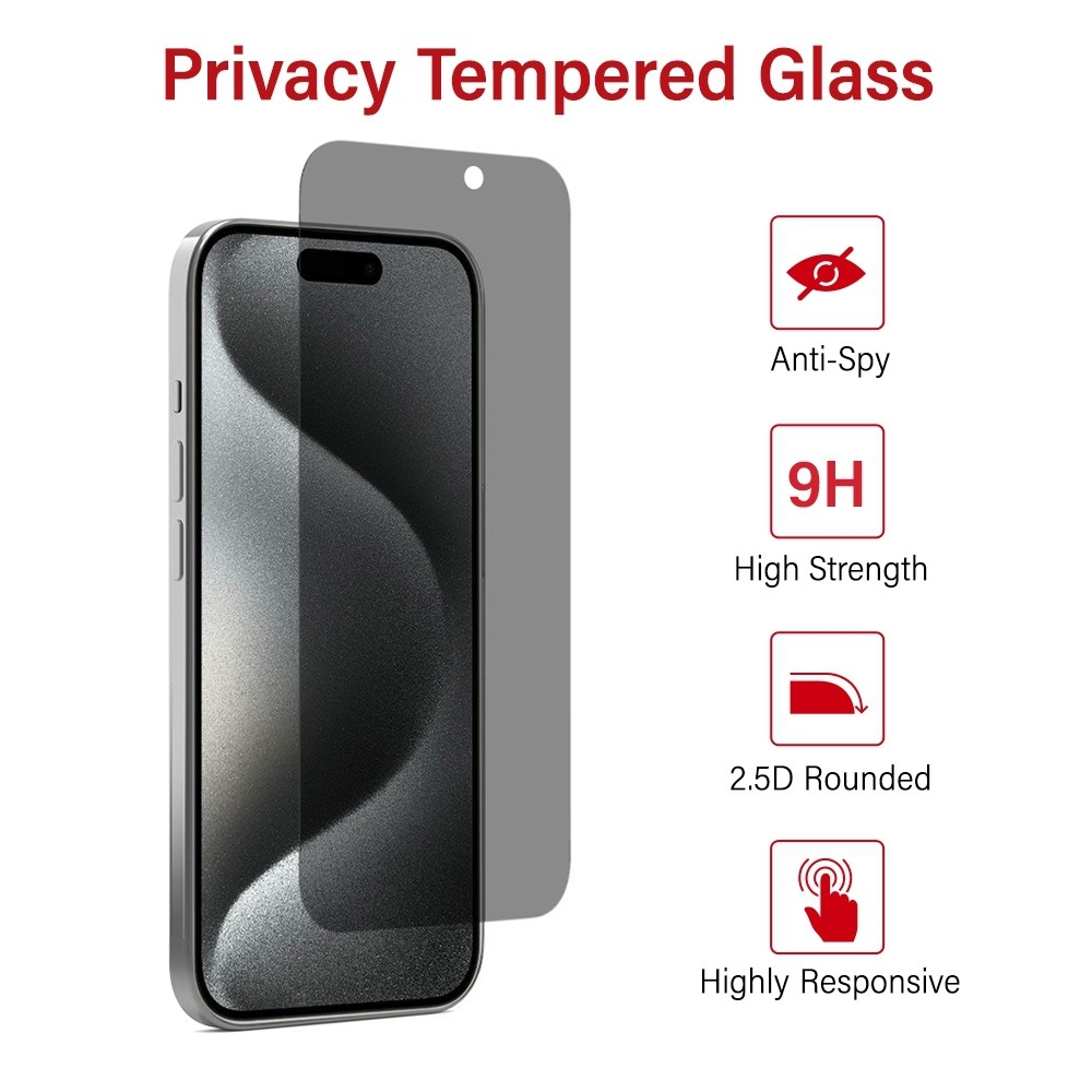 Privacy Tempered Glass Screen Protector for iPhone 16 Pro / 17 / 17 Pro view 2