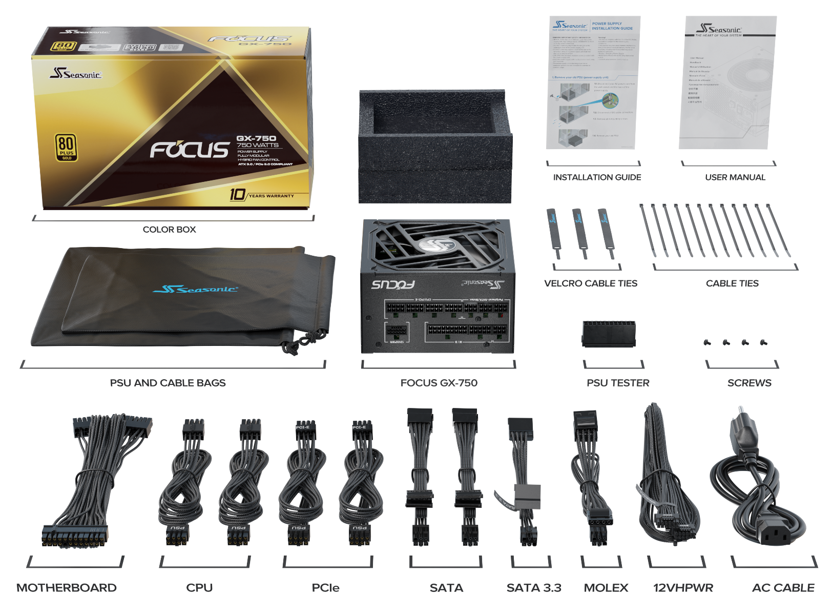 Seasonic FOCUS GX-750 ATX 3.0 750W Gold PSU (SSR-750FX3) view 8