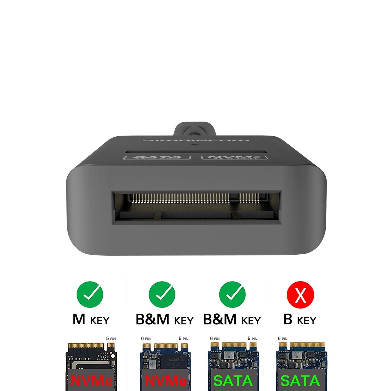 Simplecom SA506 NVMe / SATA Dual Protocol M.2 SSD to USB-C Adapter Converter view 3