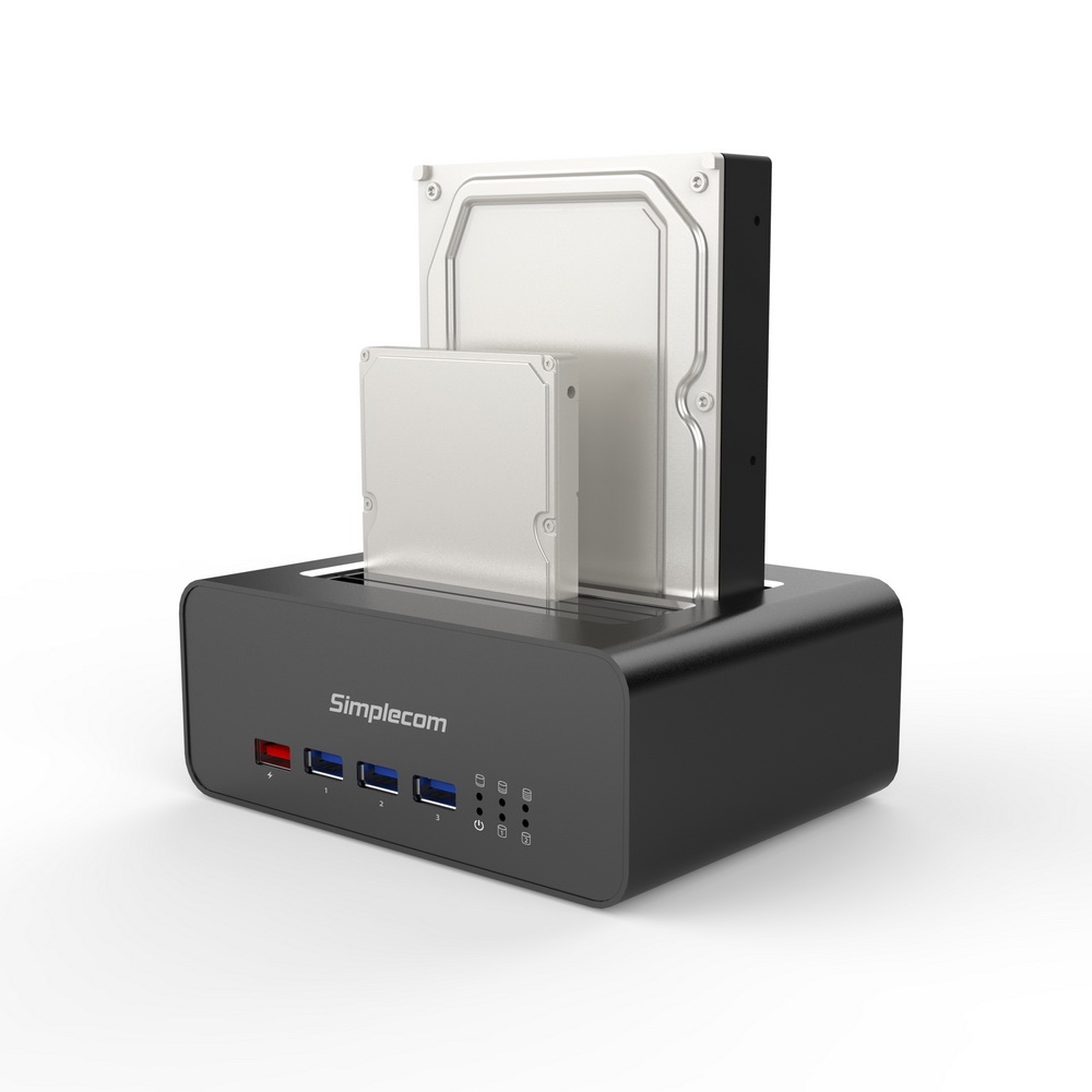 Simplecom SD352 USB 3.0 to Dual SATA Aluminium Docking Station with 3-Port Hub view 4