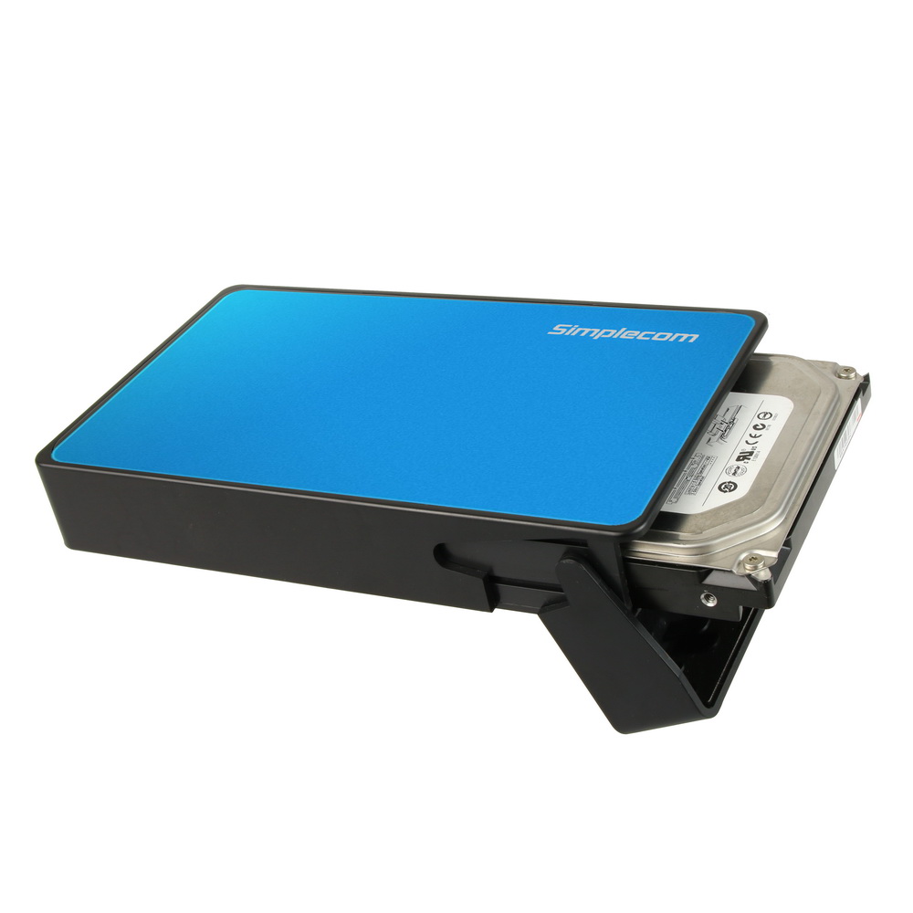 Simplecom SE325 Tool Free 3.5" SATA HDD to USB 3.0 Hard Drive Enclosure Blue view 2