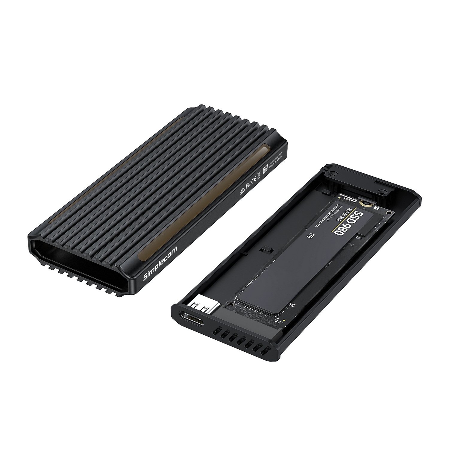 Simplecom SE525 NVMe / SATA M.2 SSD USB-C Enclosure with RGB Light USB 3.2 Gen view 3